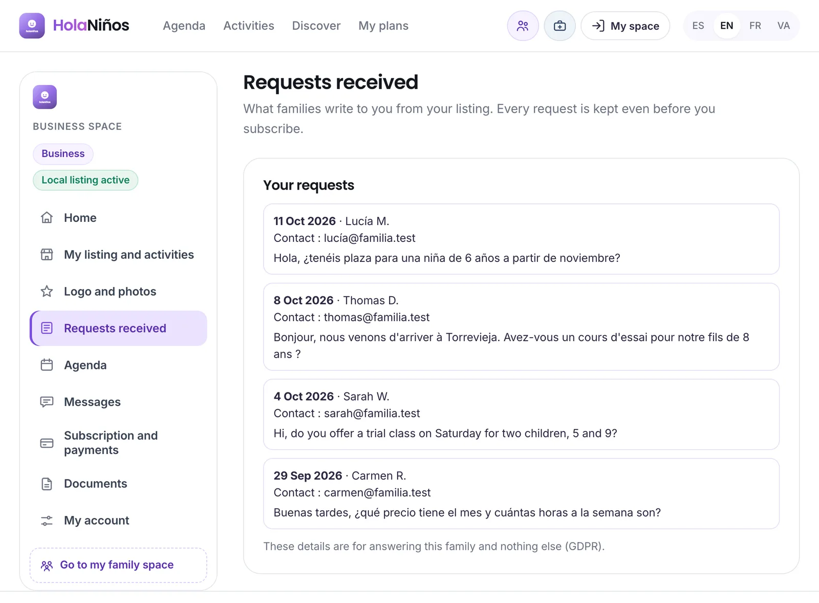 Requests received, in the pro space